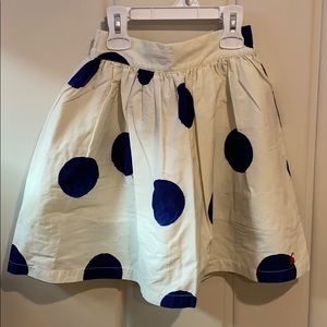 Joules cream and navy polka dot skirt